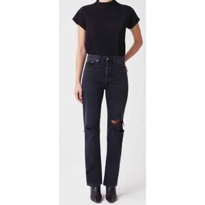 AGOLDE Los Angeles Size 23 Distressed High Rise Straight Leg Denim Jeans Women